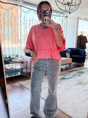Grey Leopard Flare Jeans