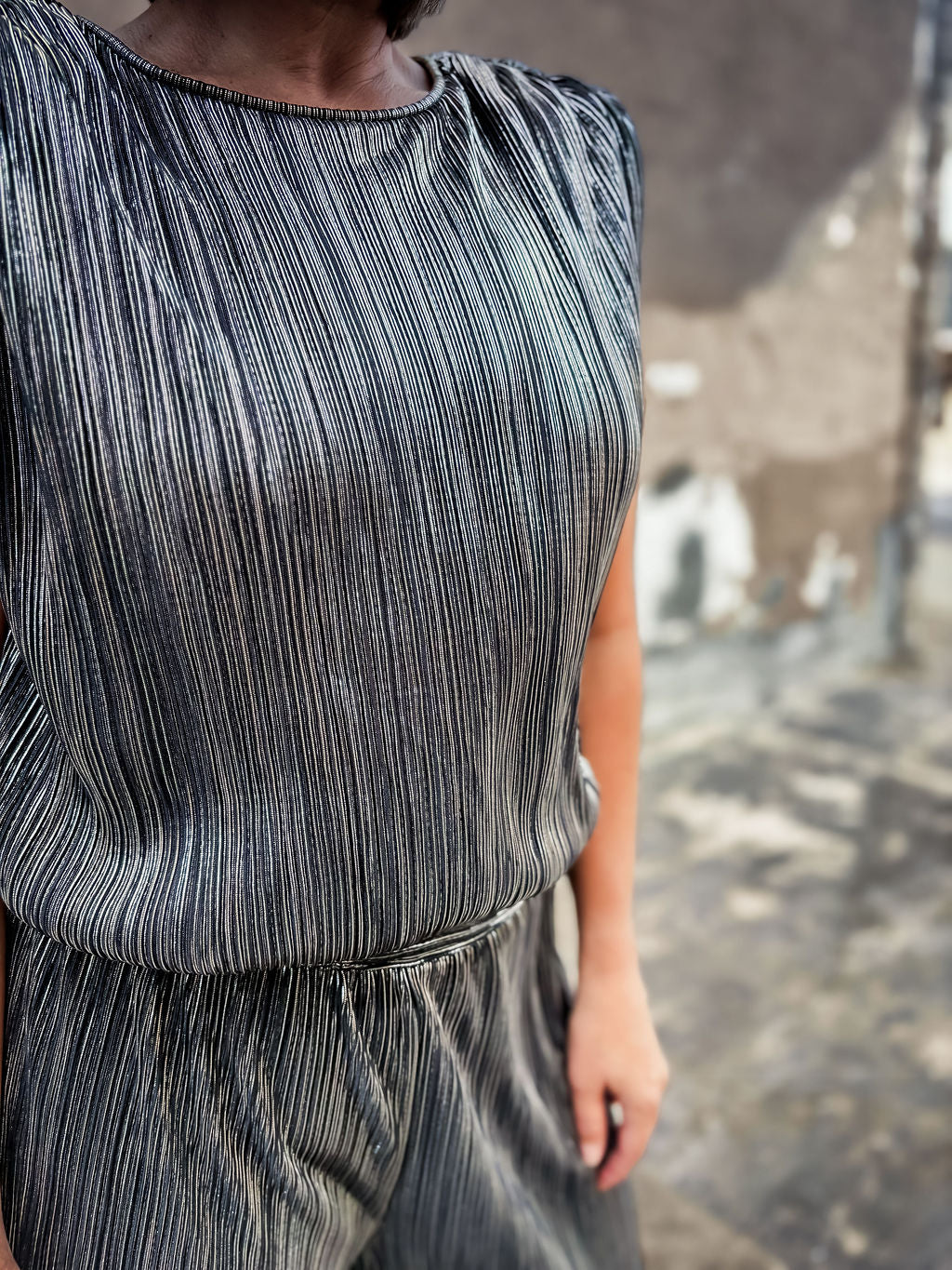 Metallic Muscle Top Pant Set