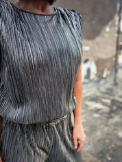 Metallic Muscle Top Pant Set