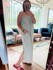 Striped Sleeveless Midi Dress