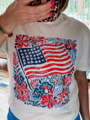Flag and Flowers Tee
