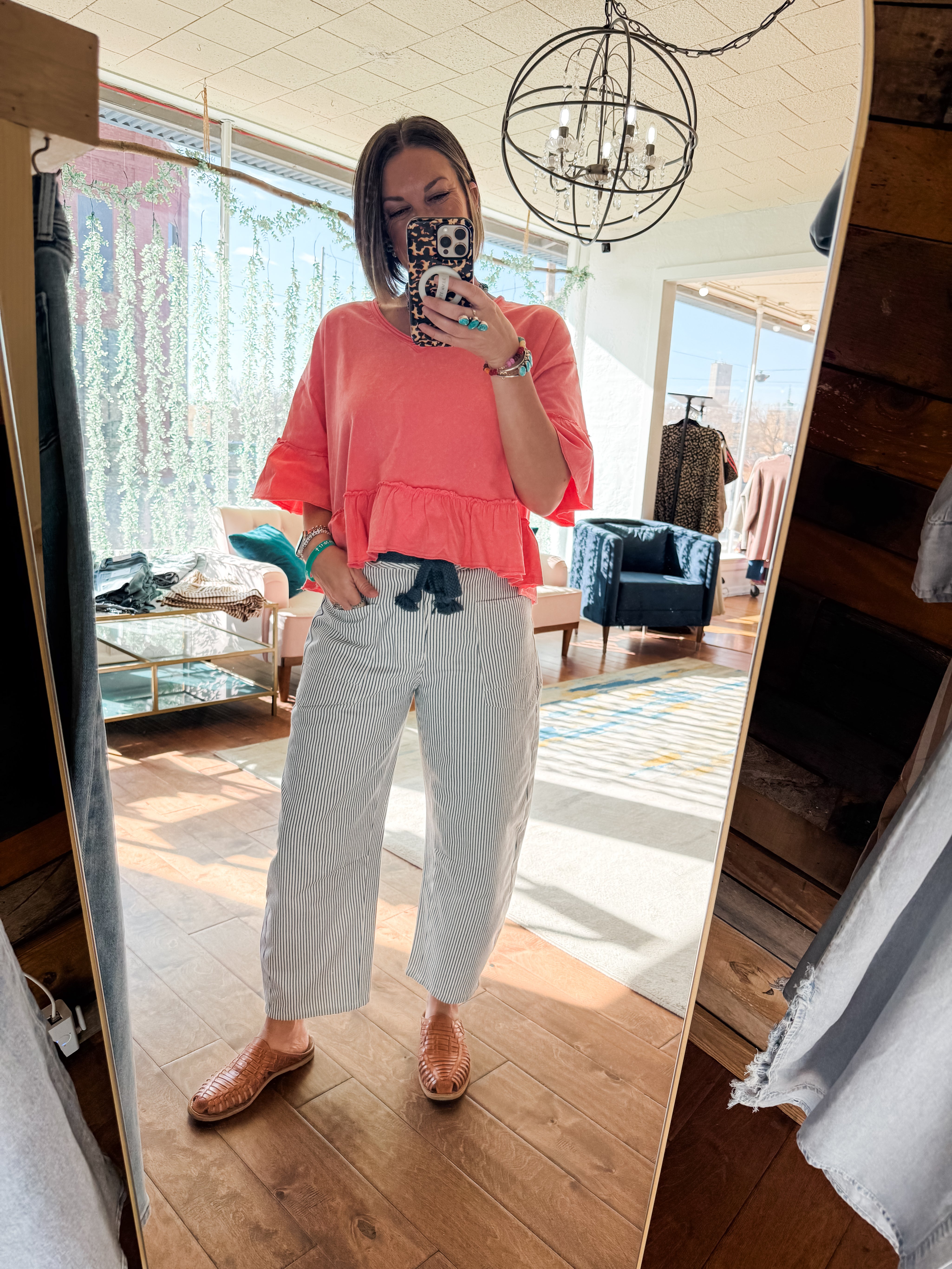 Mineral Washed Ruffle Knit Top