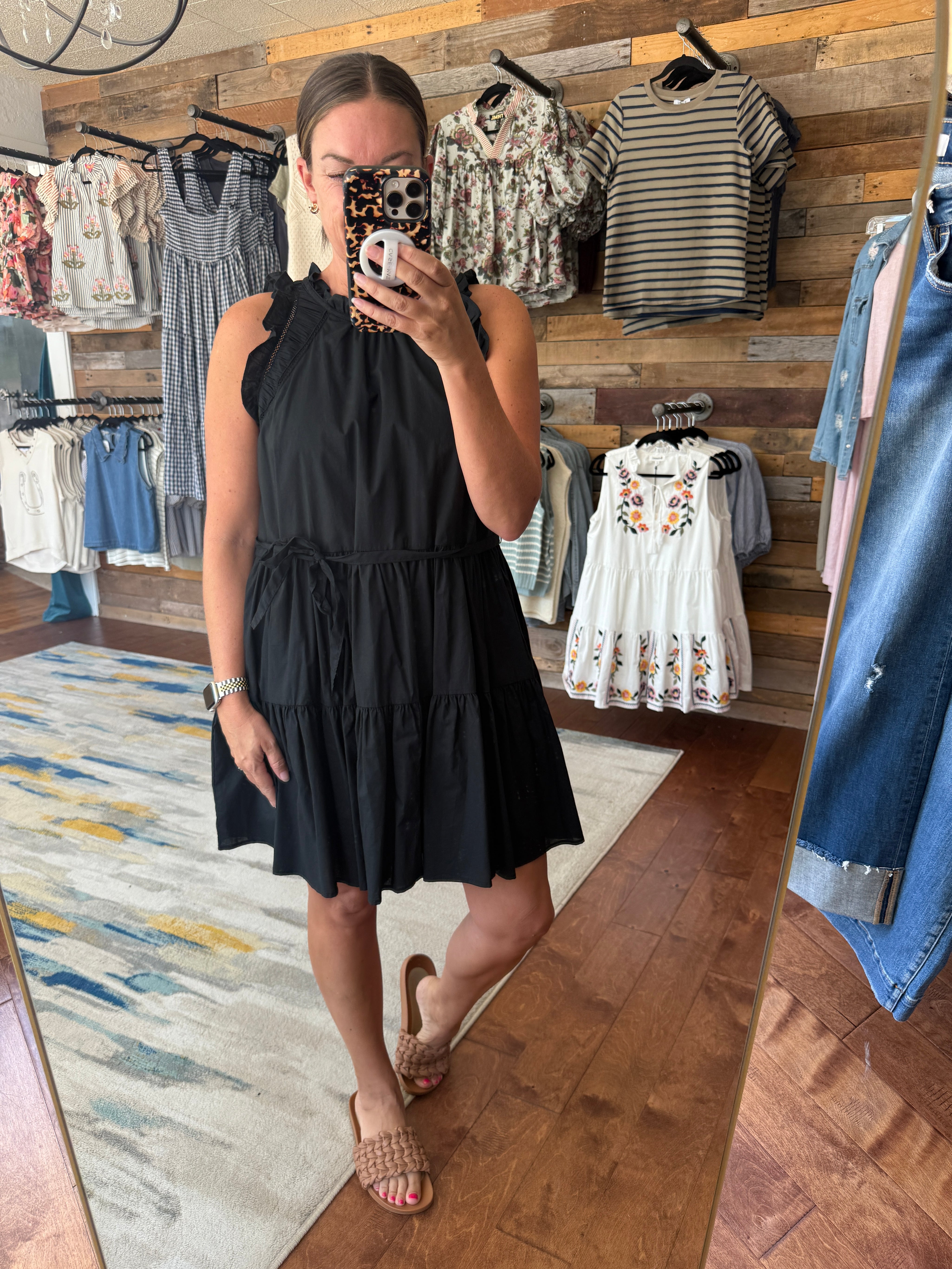 Sleeveless Ruffle Poplin Mini Dress