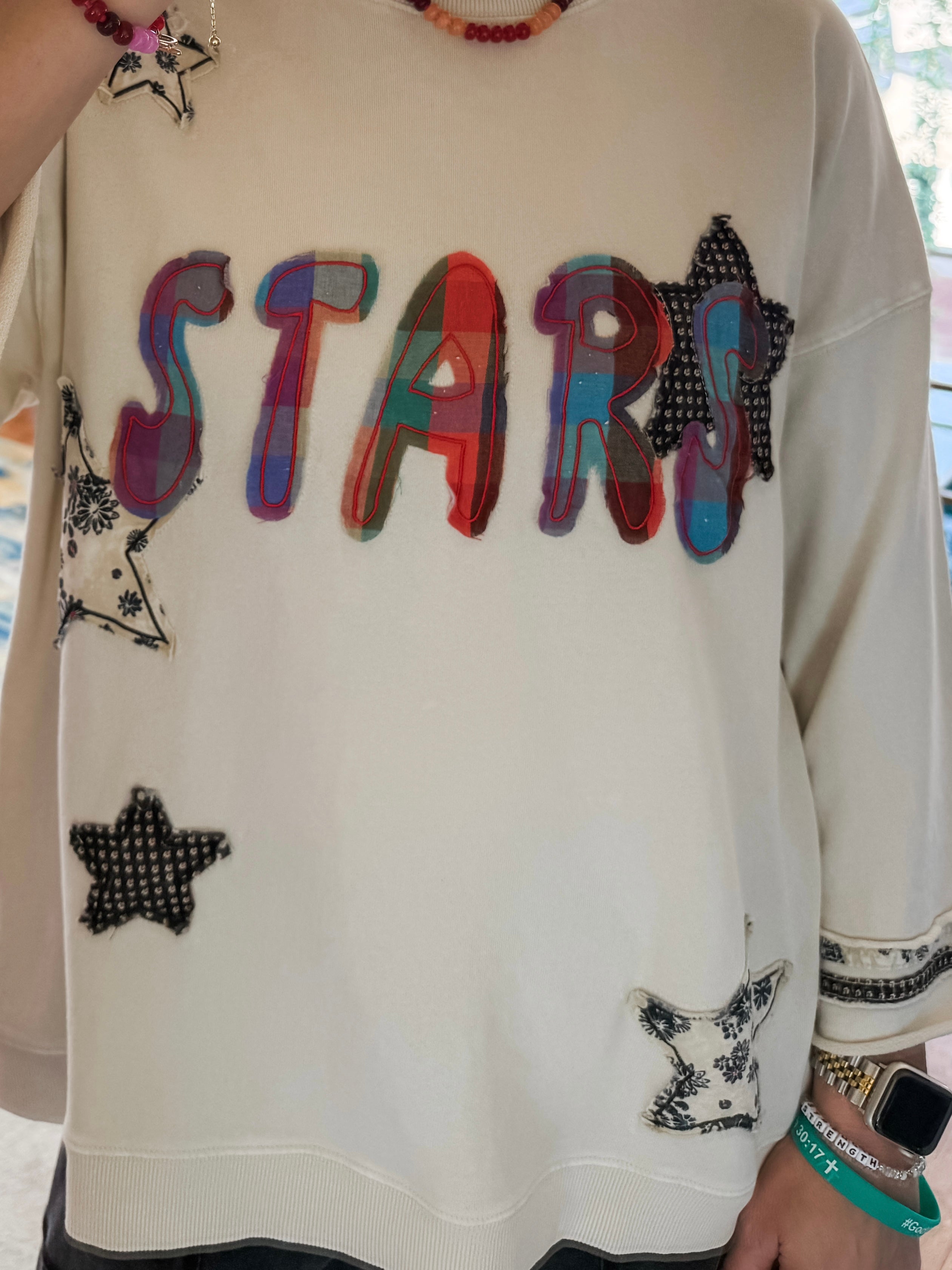 STAR PATCH FRONT WASHED TERRY PULLOVER