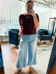 Whipstitch Cropped Jeans