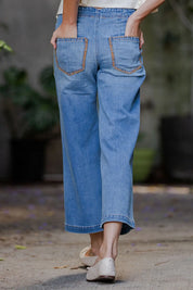 Whipstitch Cropped Jeans