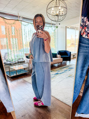 Mineral Washed Cropped Wide Leg Pants