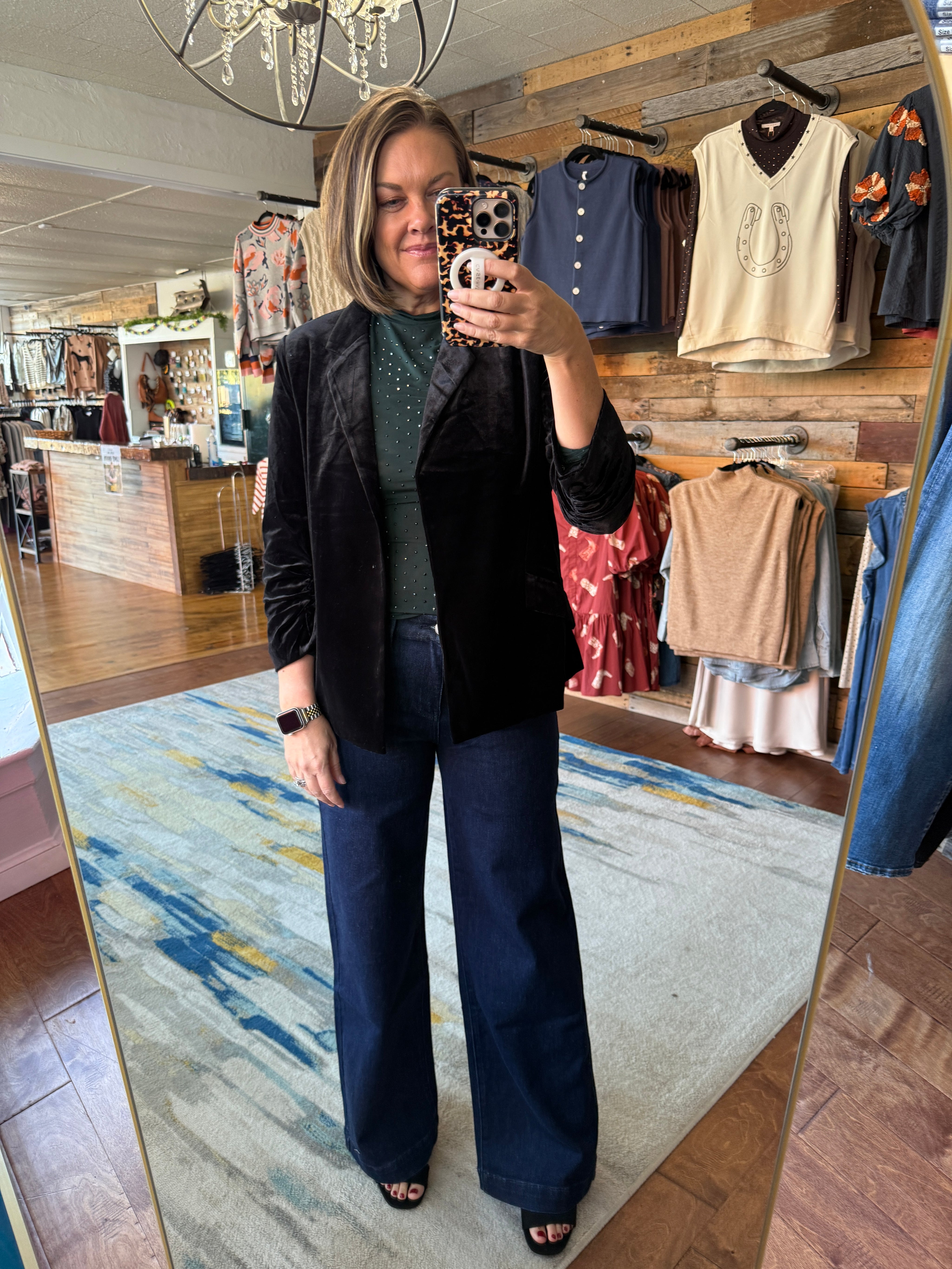 Velvet Ruched Blazer