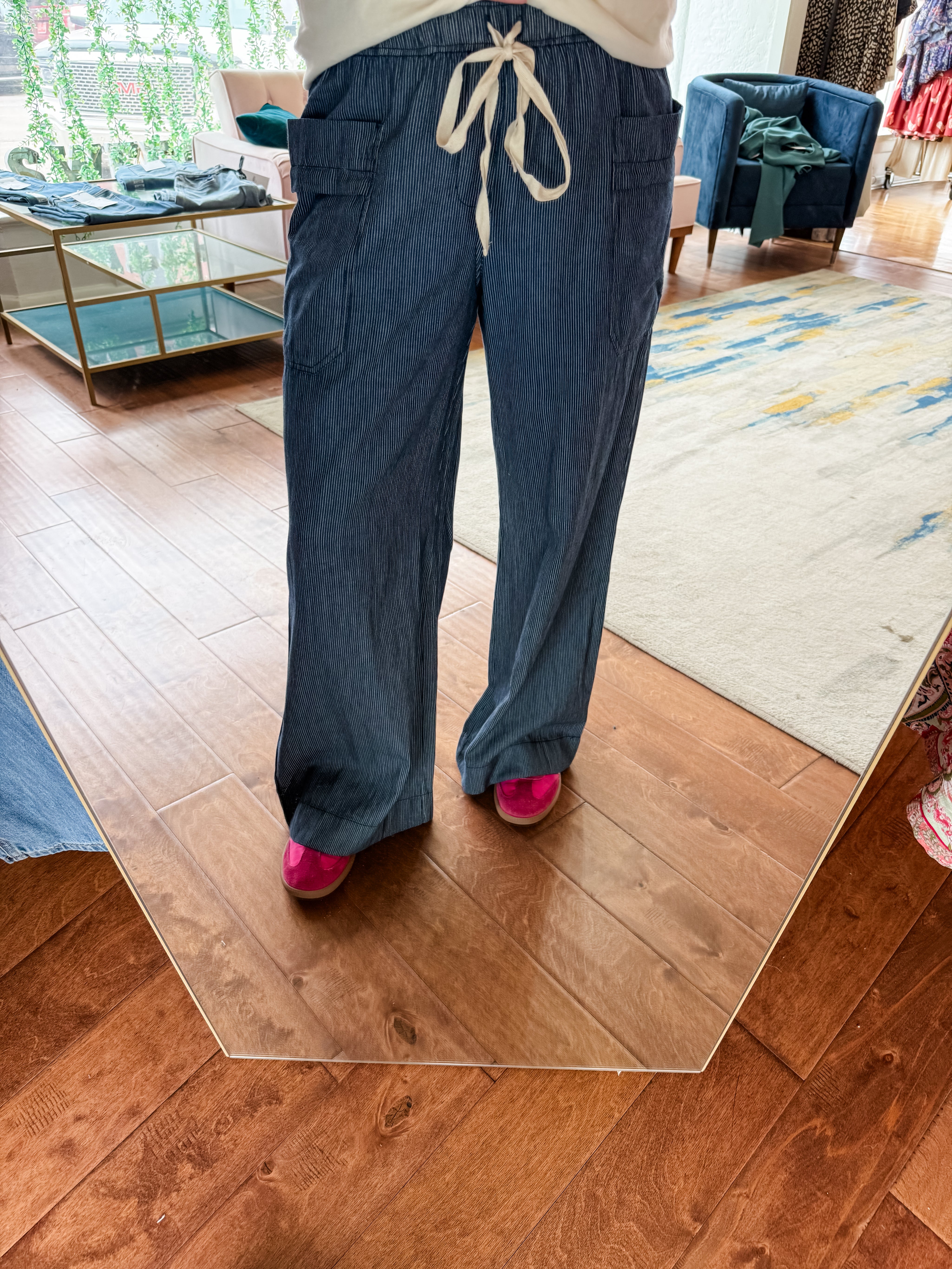 Pinstripe Straight Leg Pants