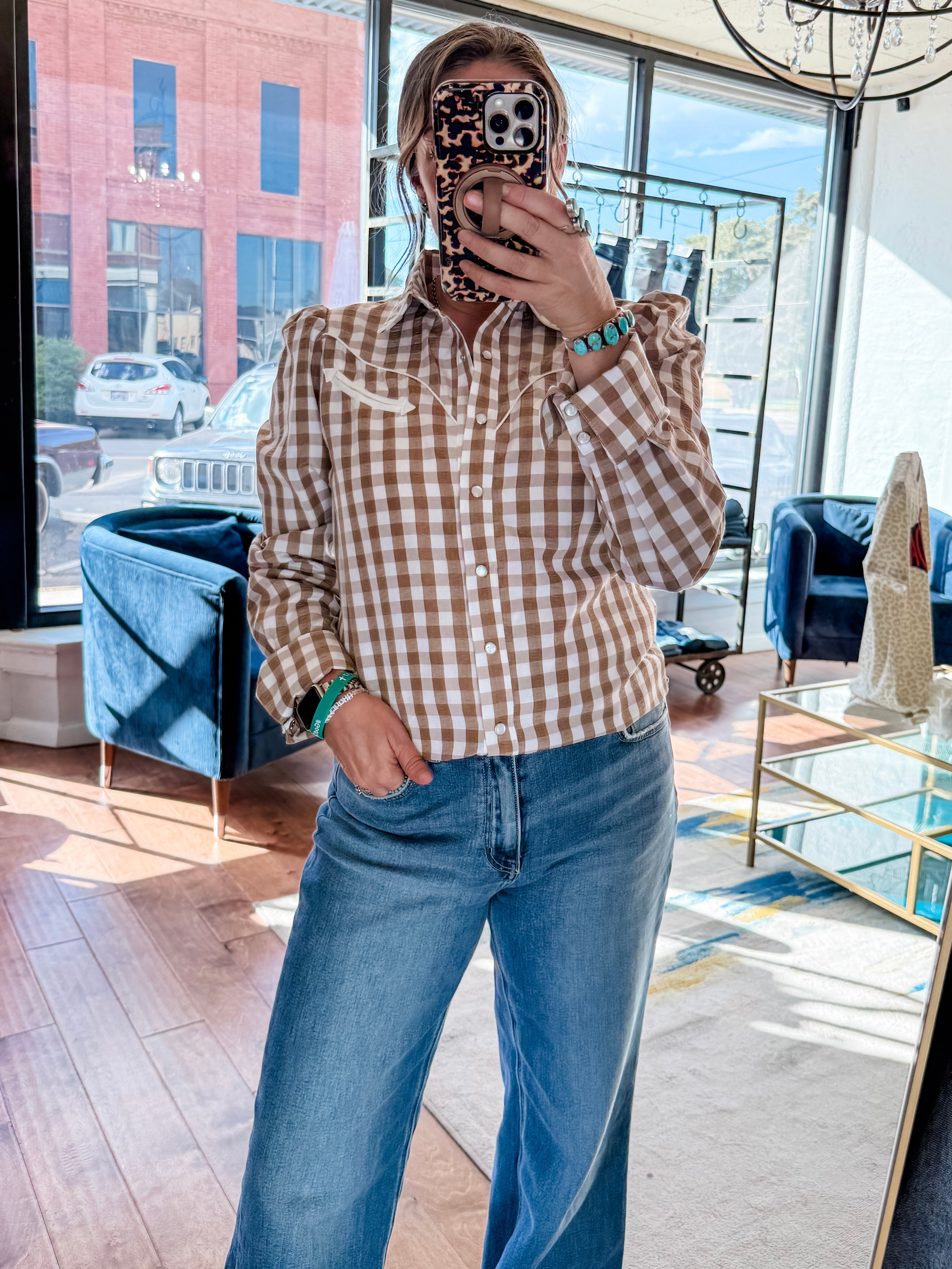 Gingham Pearl Snap