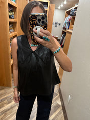 Faux Leather Sailor Top