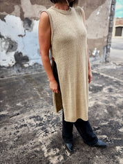 Sleeveless Open Longline Sweater