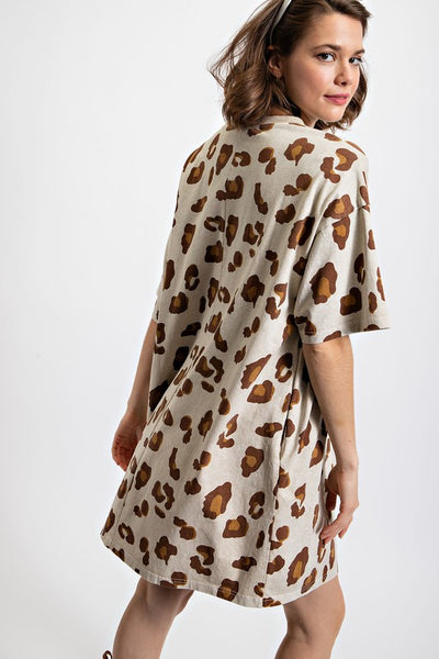 Leopard Washed Tee Dress