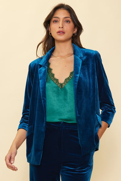Teal Velvet Pant Set