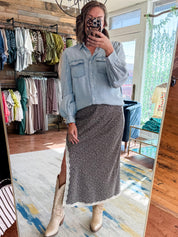 Lace Trim Floral Midi Skirt