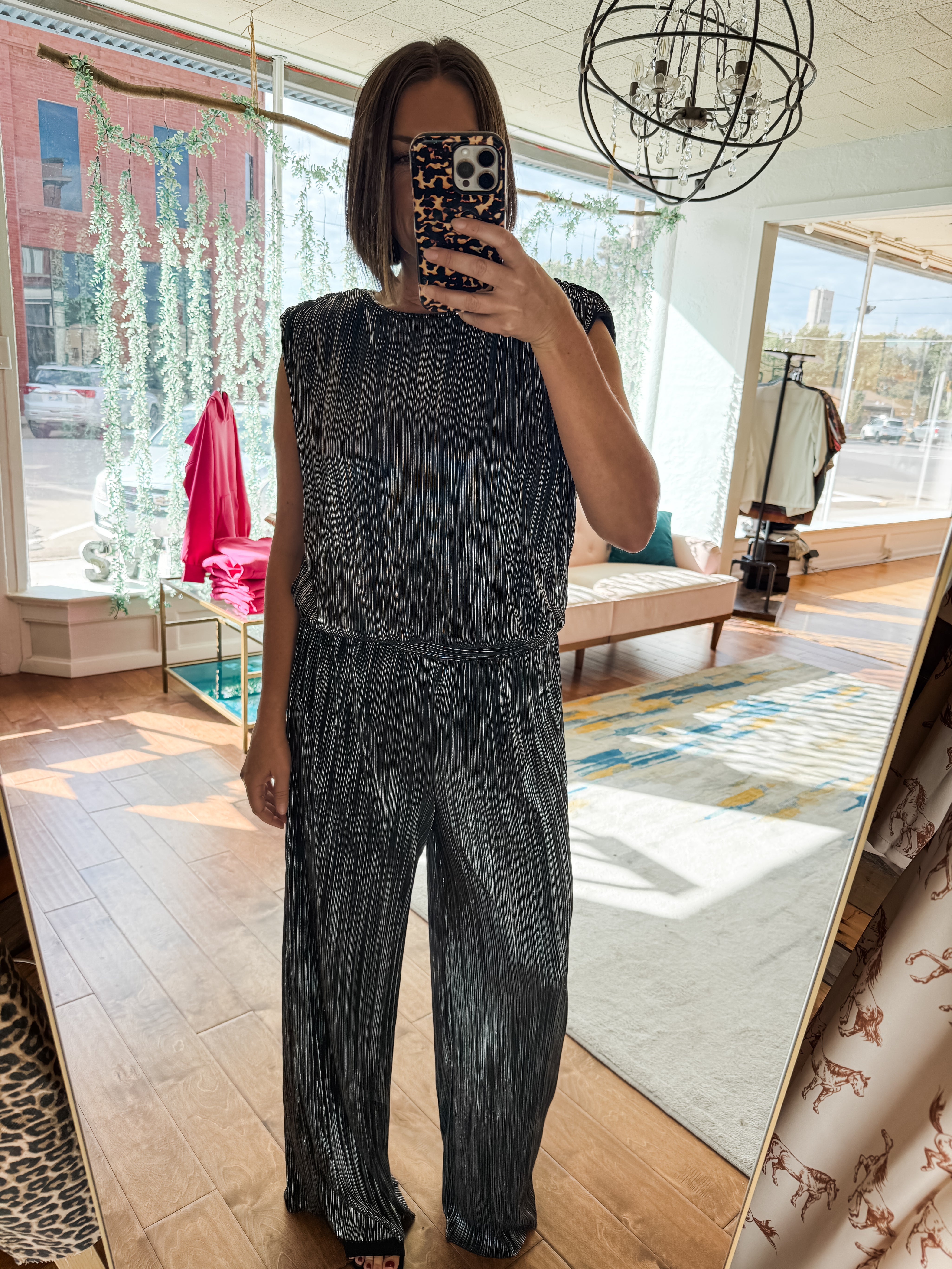 Metallic Muscle Top Pant Set