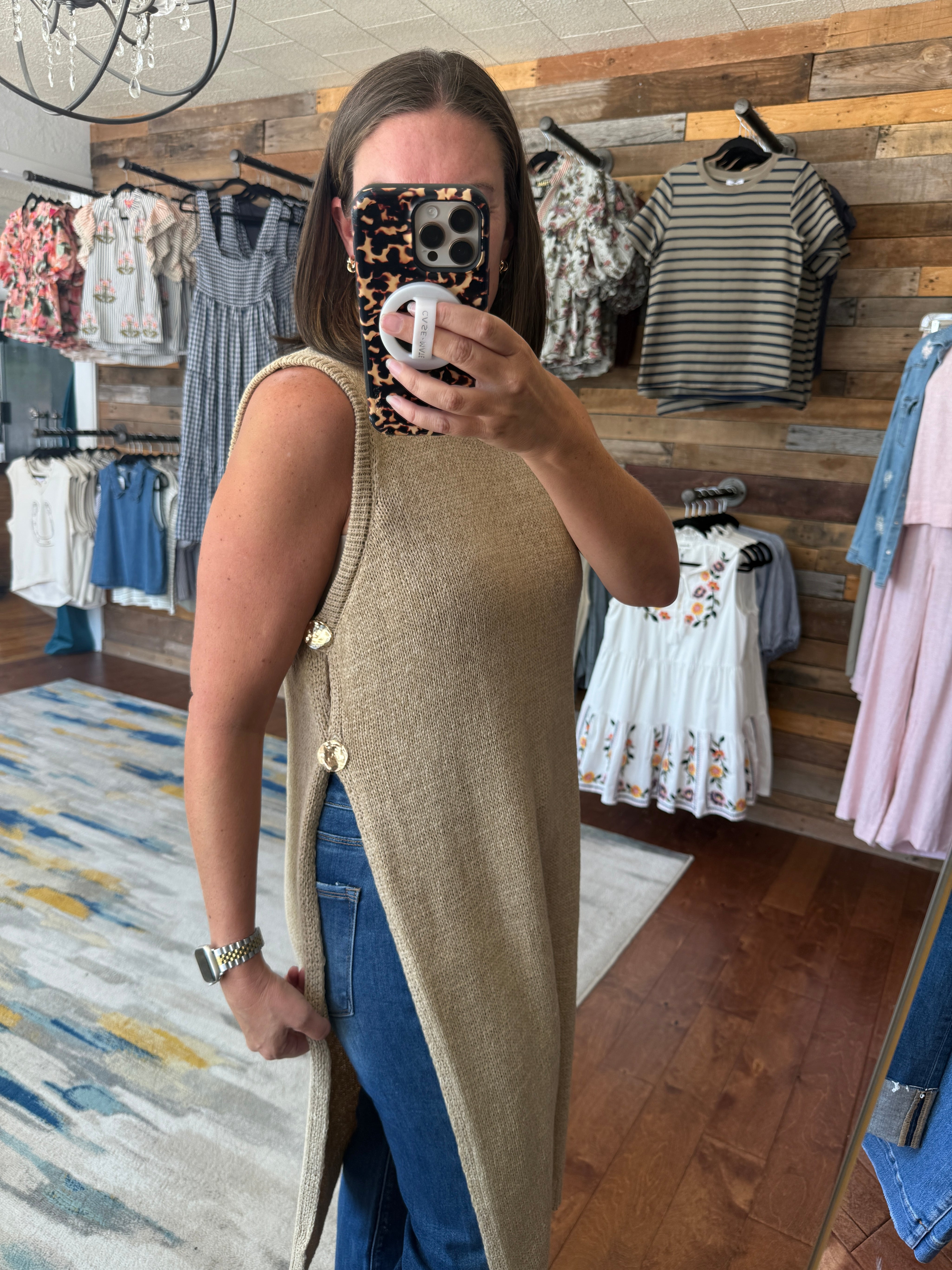 Sleeveless Open Longline Sweater