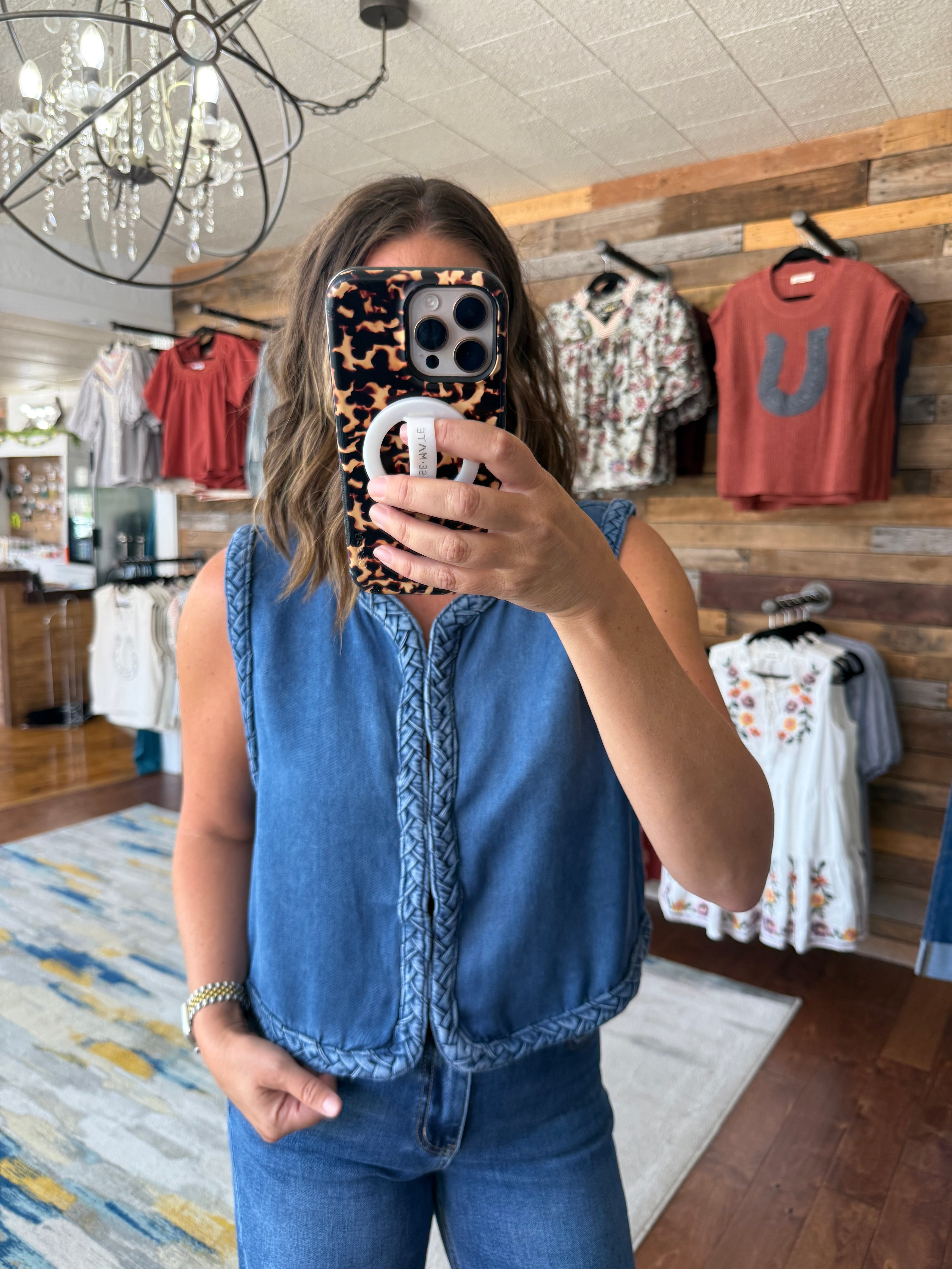 Braided Denim Vest