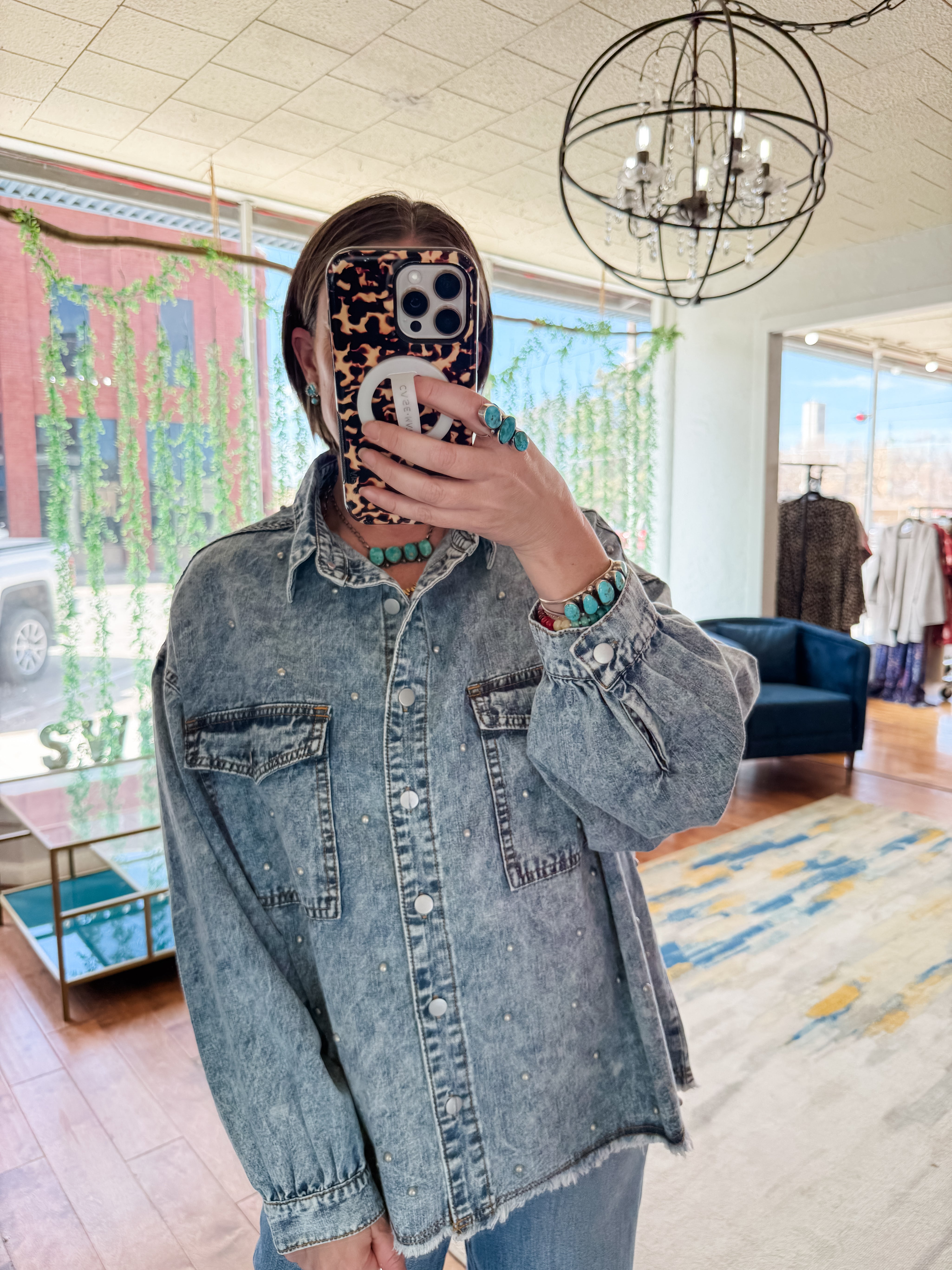Aurora Studded Denim Top