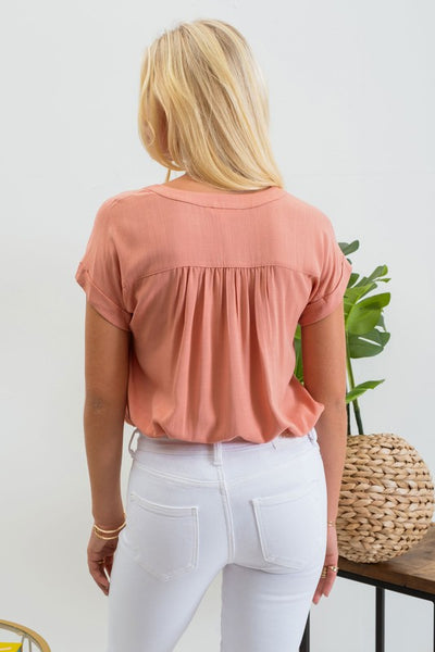 Rolled Sleeve Woven Top
