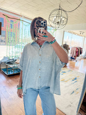 Washed Striped Dolman Shirt