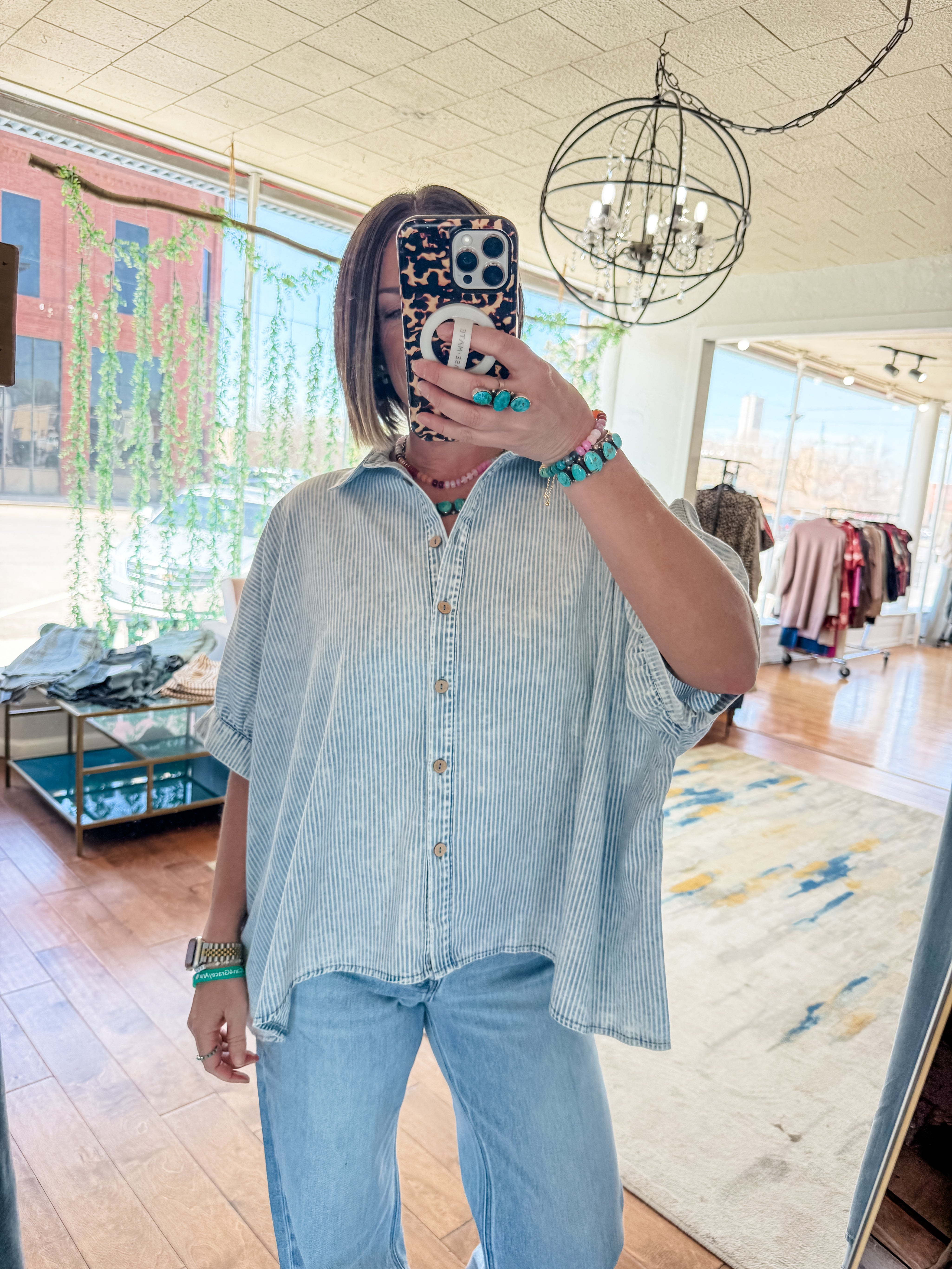 Washed Striped Dolman Shirt