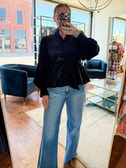 Peplum Button-Up Blouse