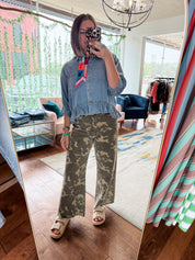Camo Wide-Leg Utility Jeans