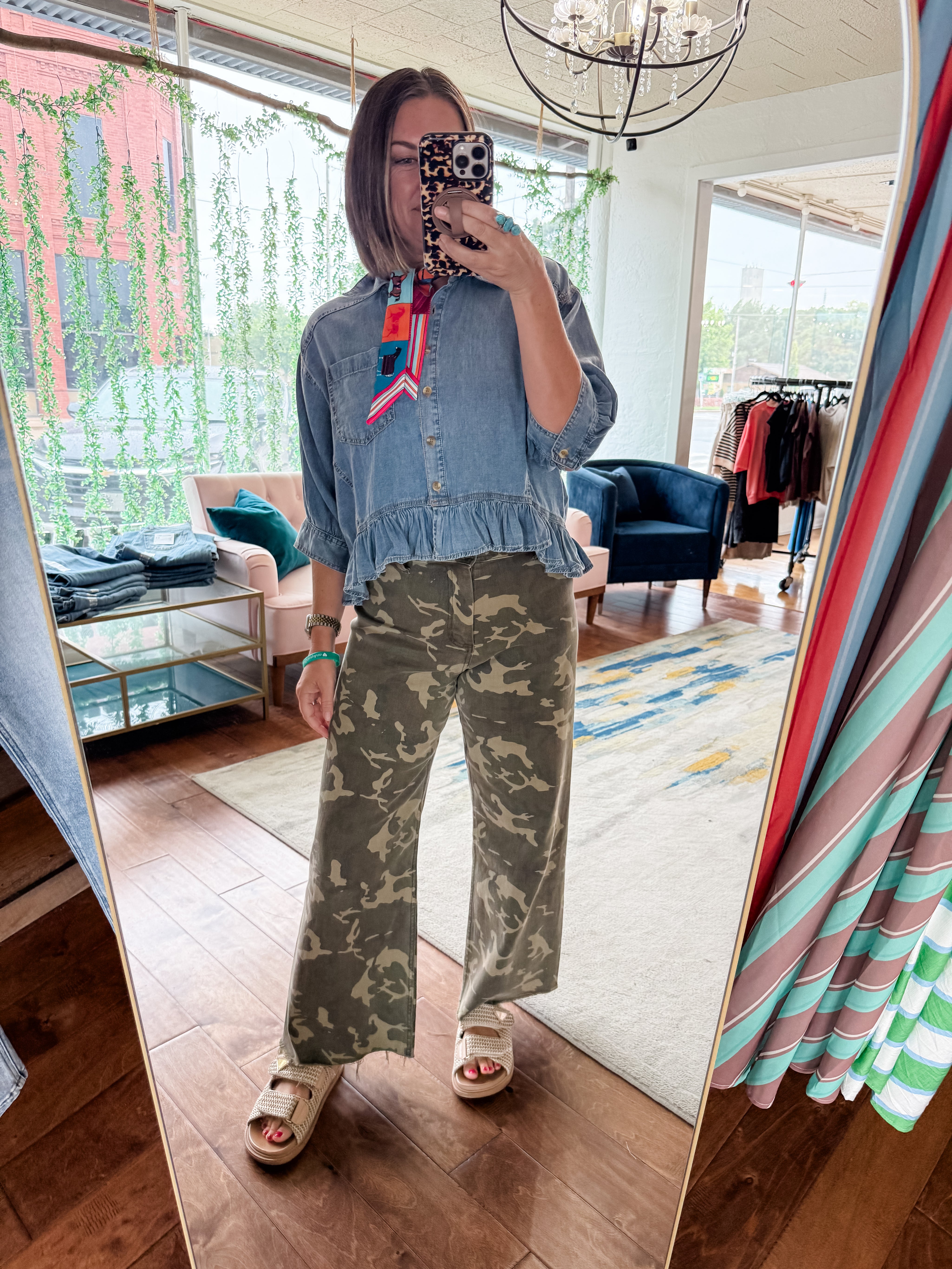 Camo Wide-Leg Utility Jeans