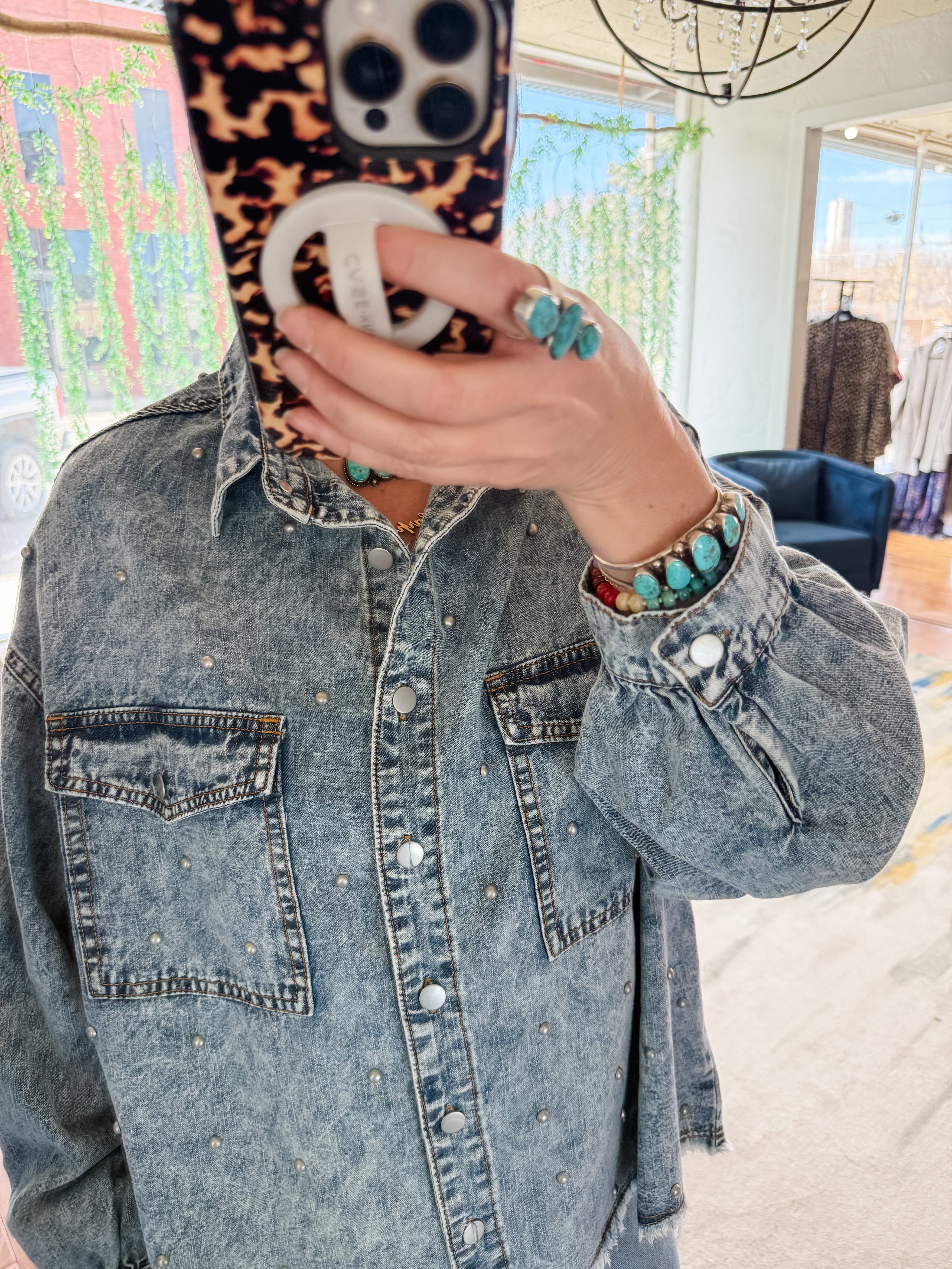 Aurora Studded Denim Top