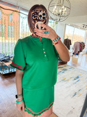 Puff Sleeve Contrast Top