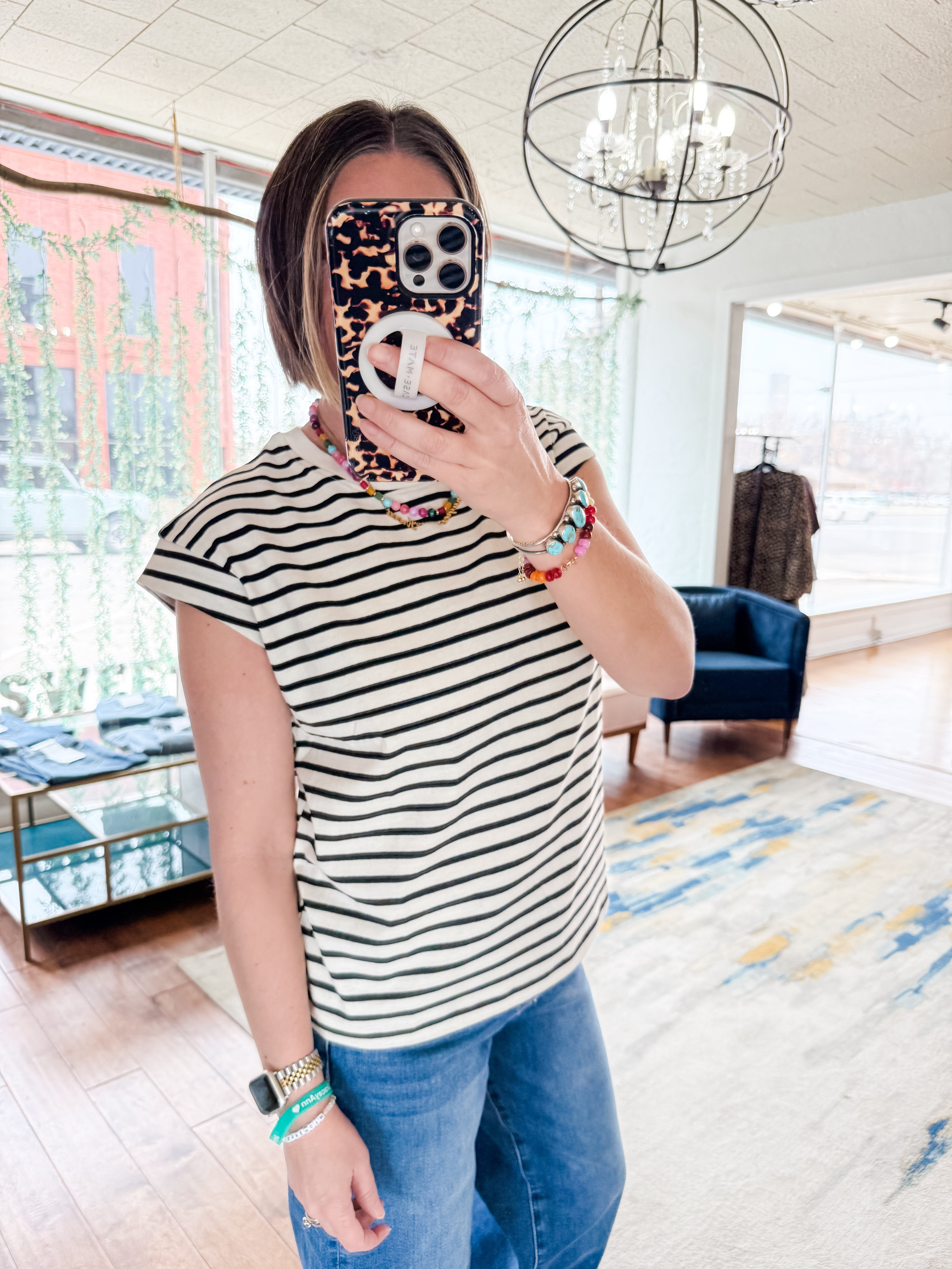 Striped Cap Sleeve Tee