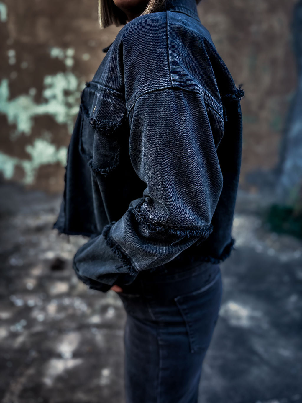 Vintage Washed Frayed Jacket