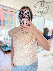 Floral Print & Terry Mix Top