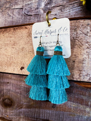 Triple Tier Thread Dangle Earrings