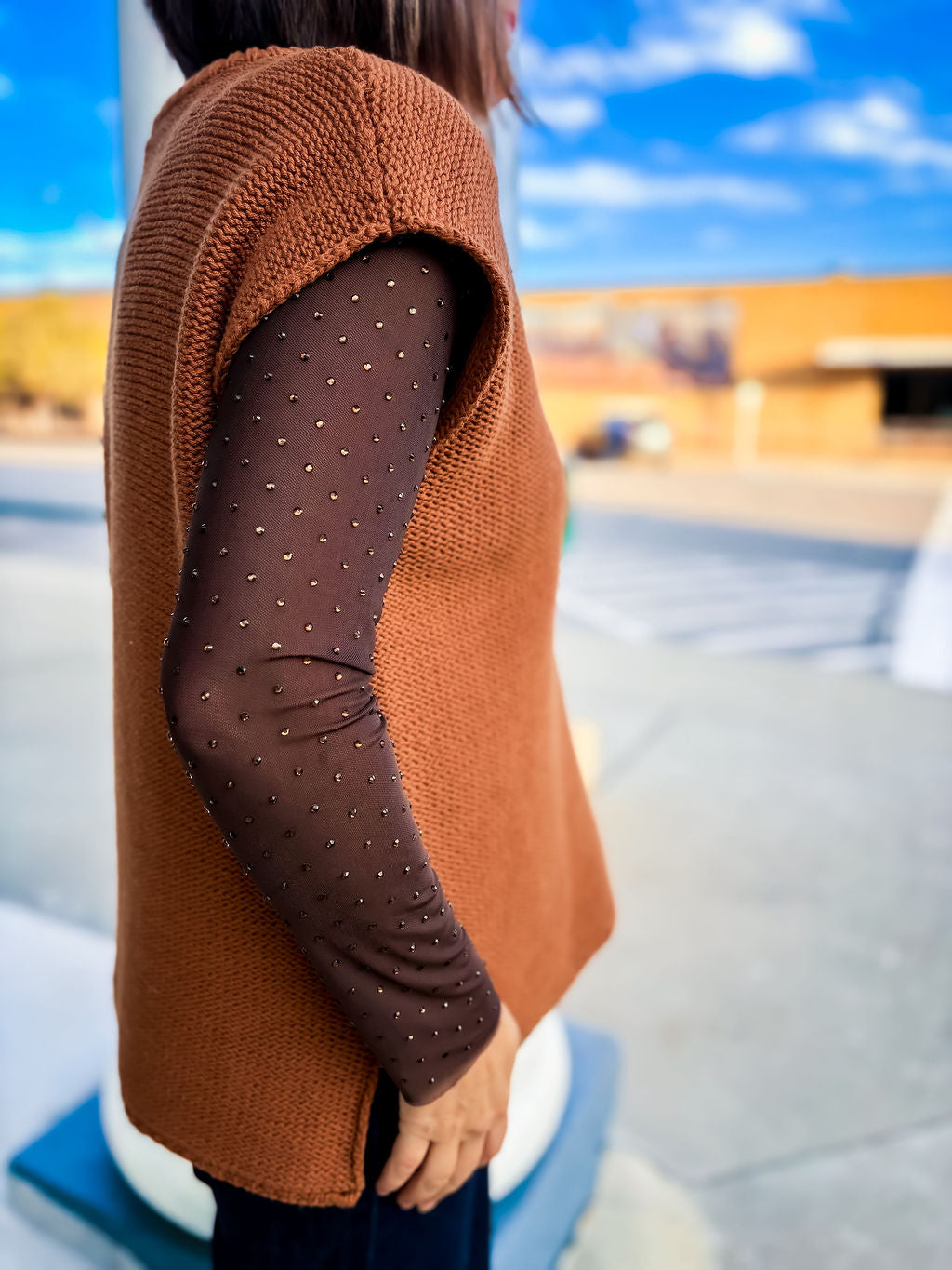 Embellished Mesh Top