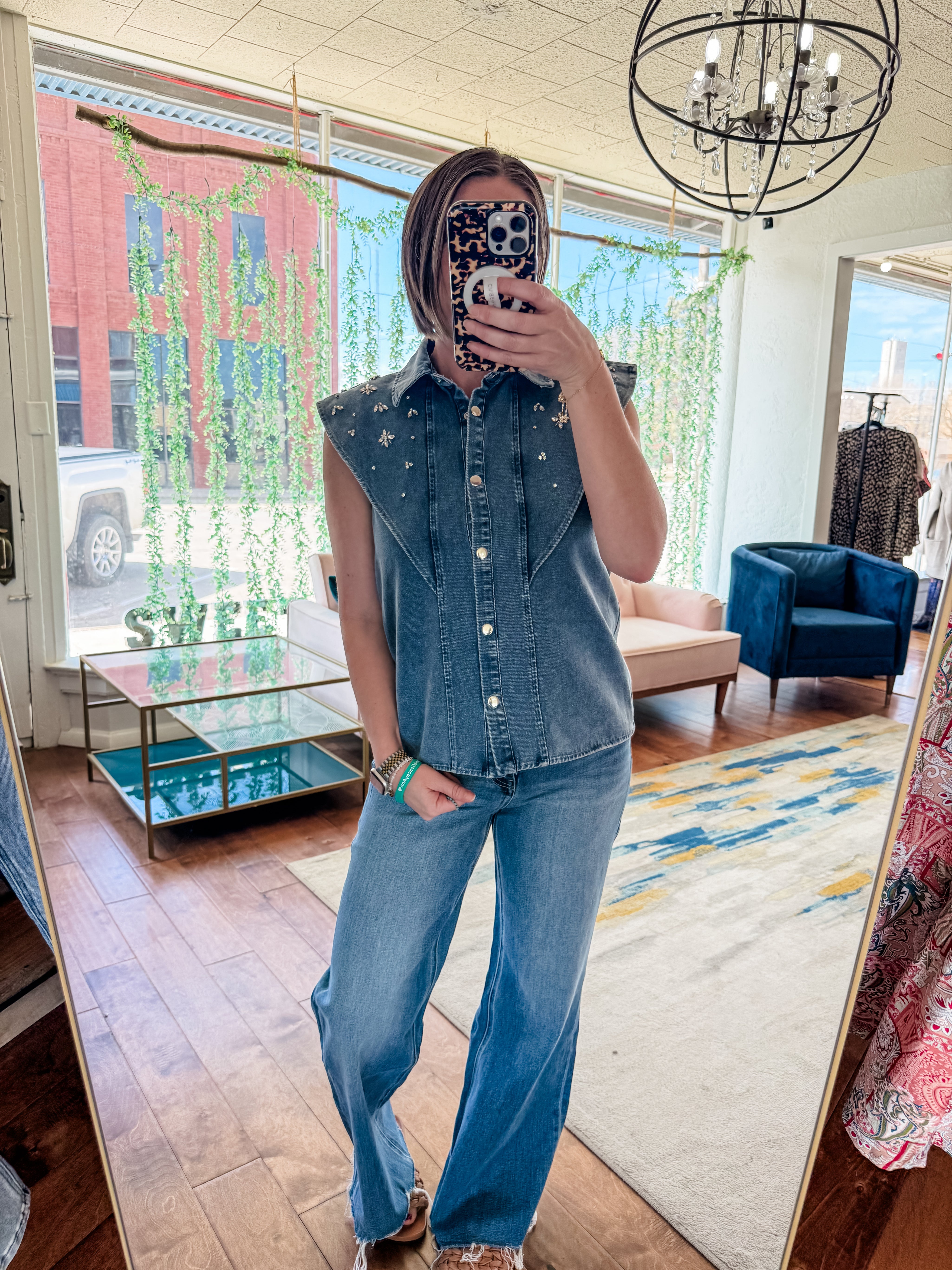 Dolly Embellished  Denim Top