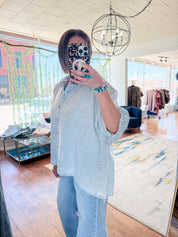 Washed Striped Dolman Shirt