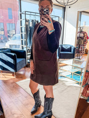 Suede Sleeveless Mini Dress
