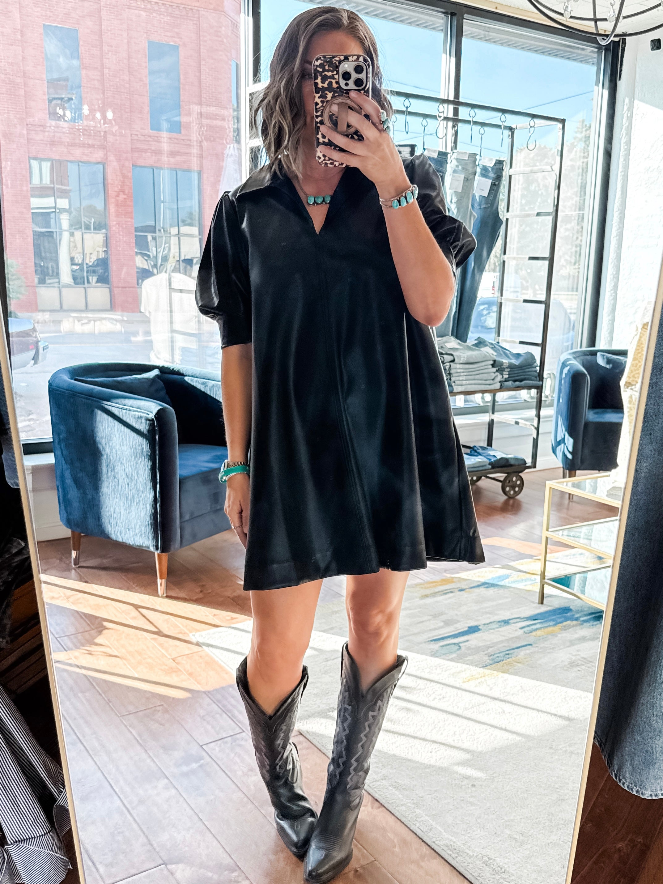 Pleather Mini Dress
