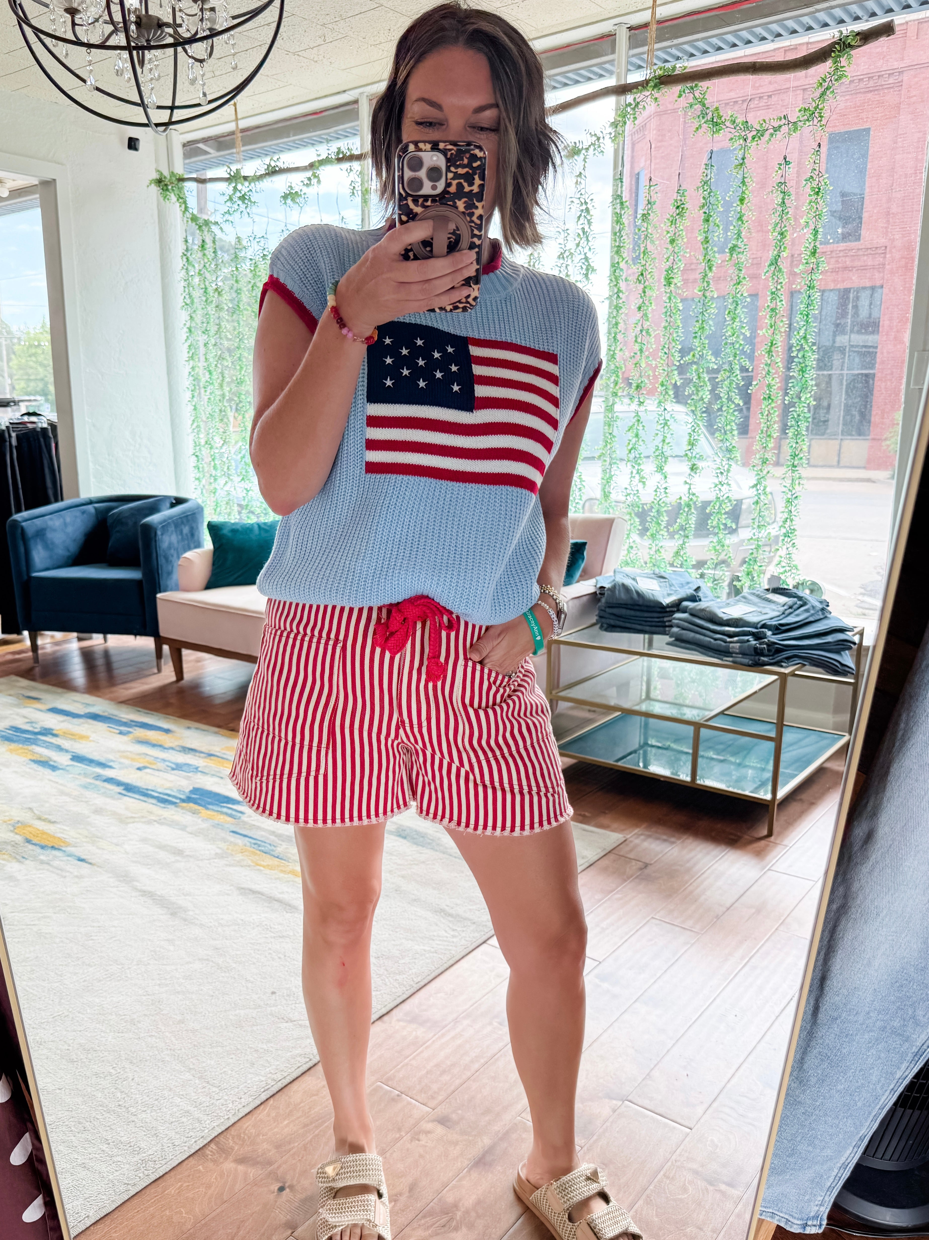 American Flag Sweater Top