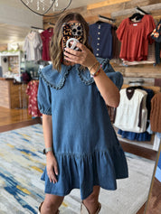 Wide Collar Denim Dress
