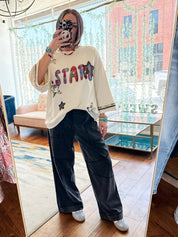 STAR PATCH FRONT WASHED TERRY PULLOVER