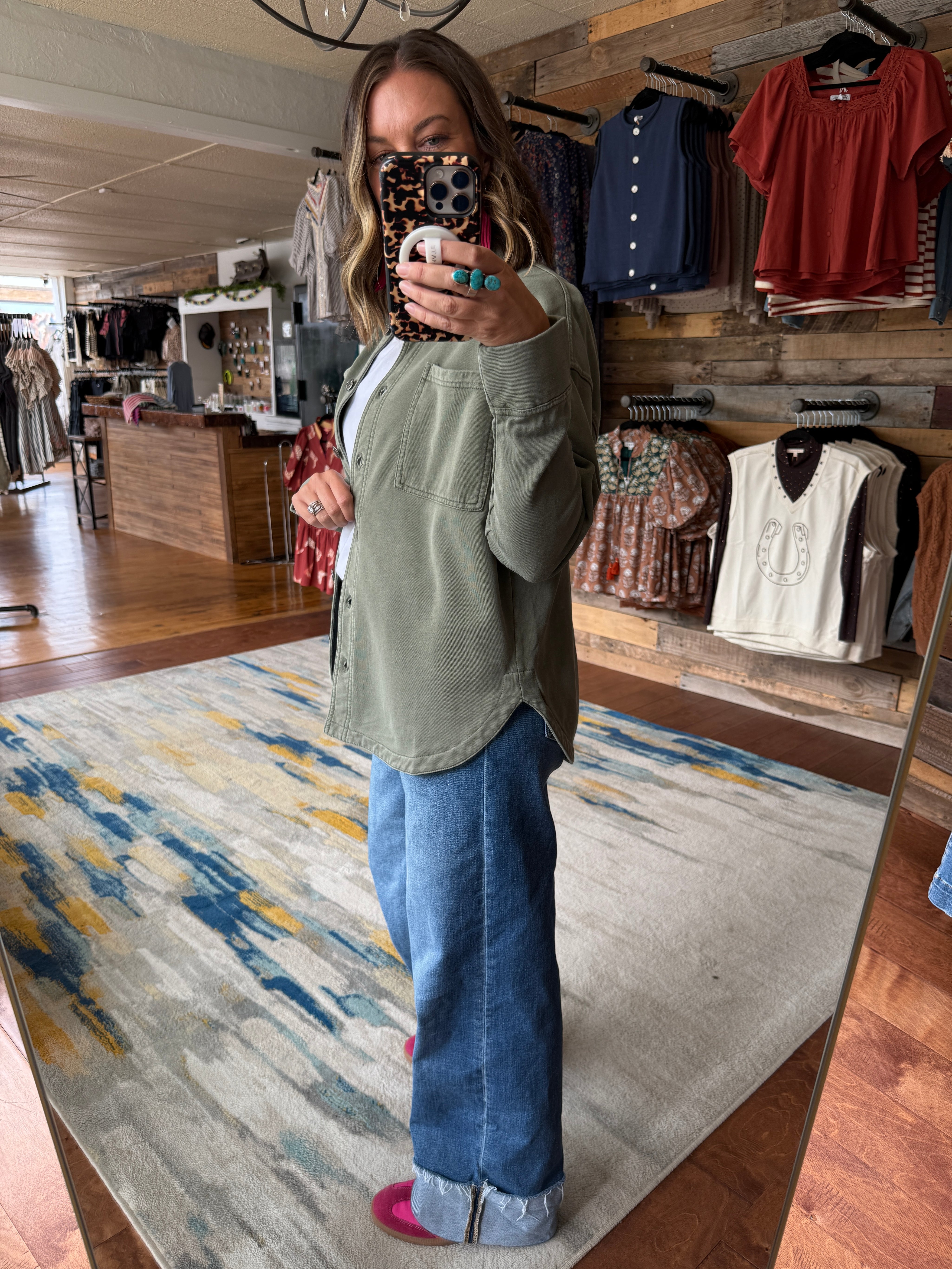 Cotton Fleece Oversized Shacket