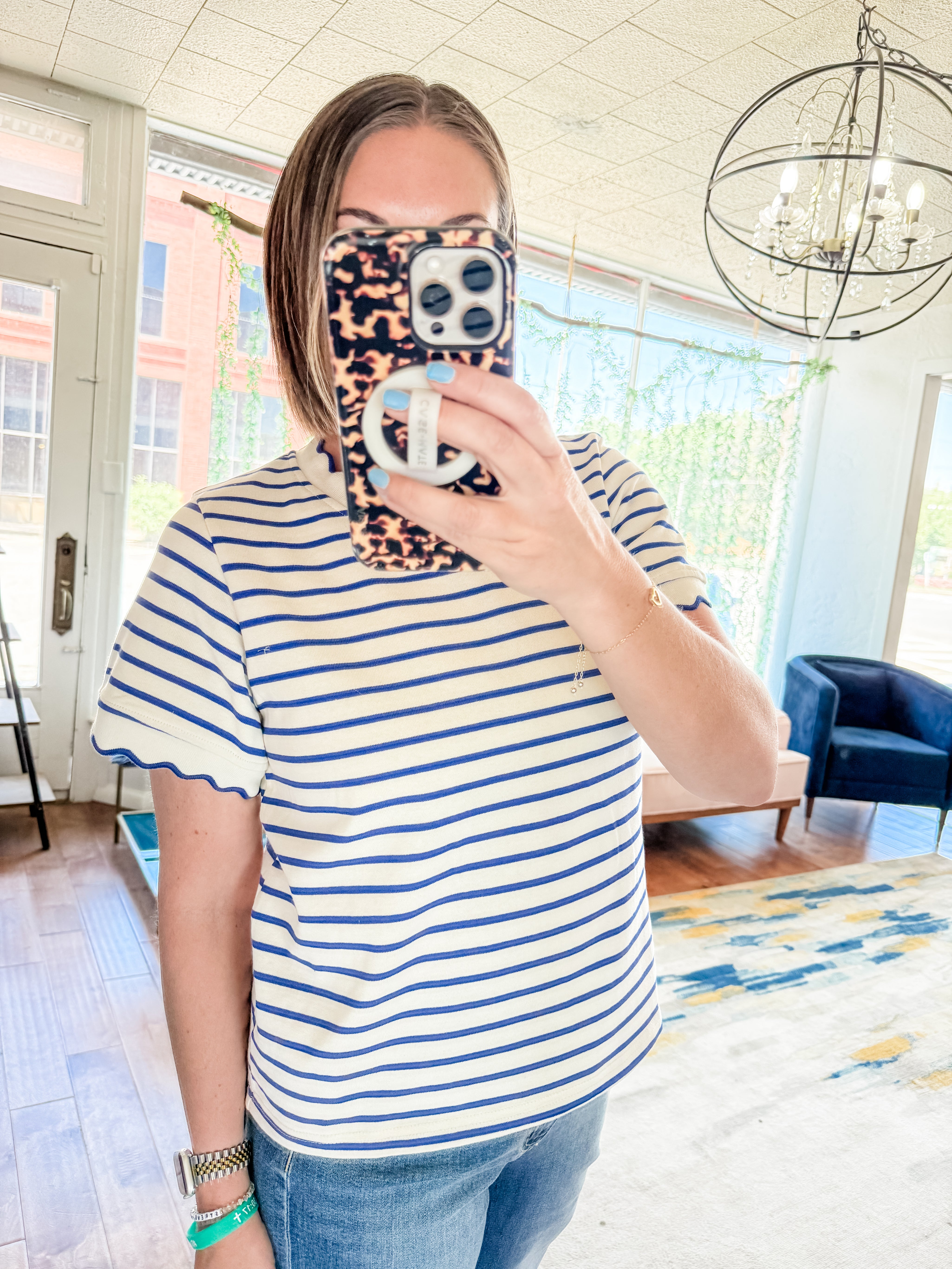 Scalloped Stripe Top