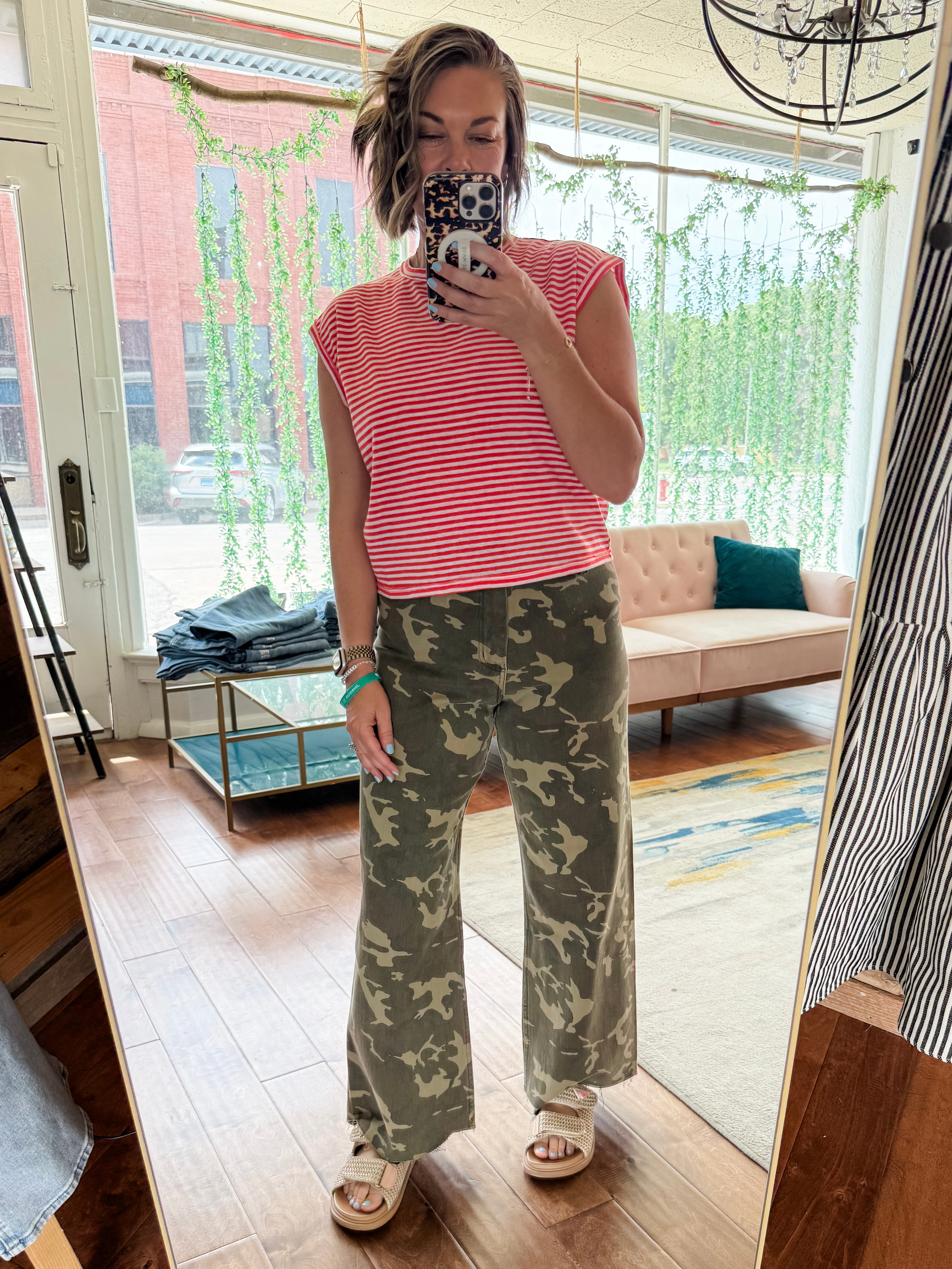Camo Wide-Leg Utility Jeans