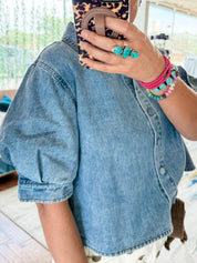 Denim Puff Sleeve Top