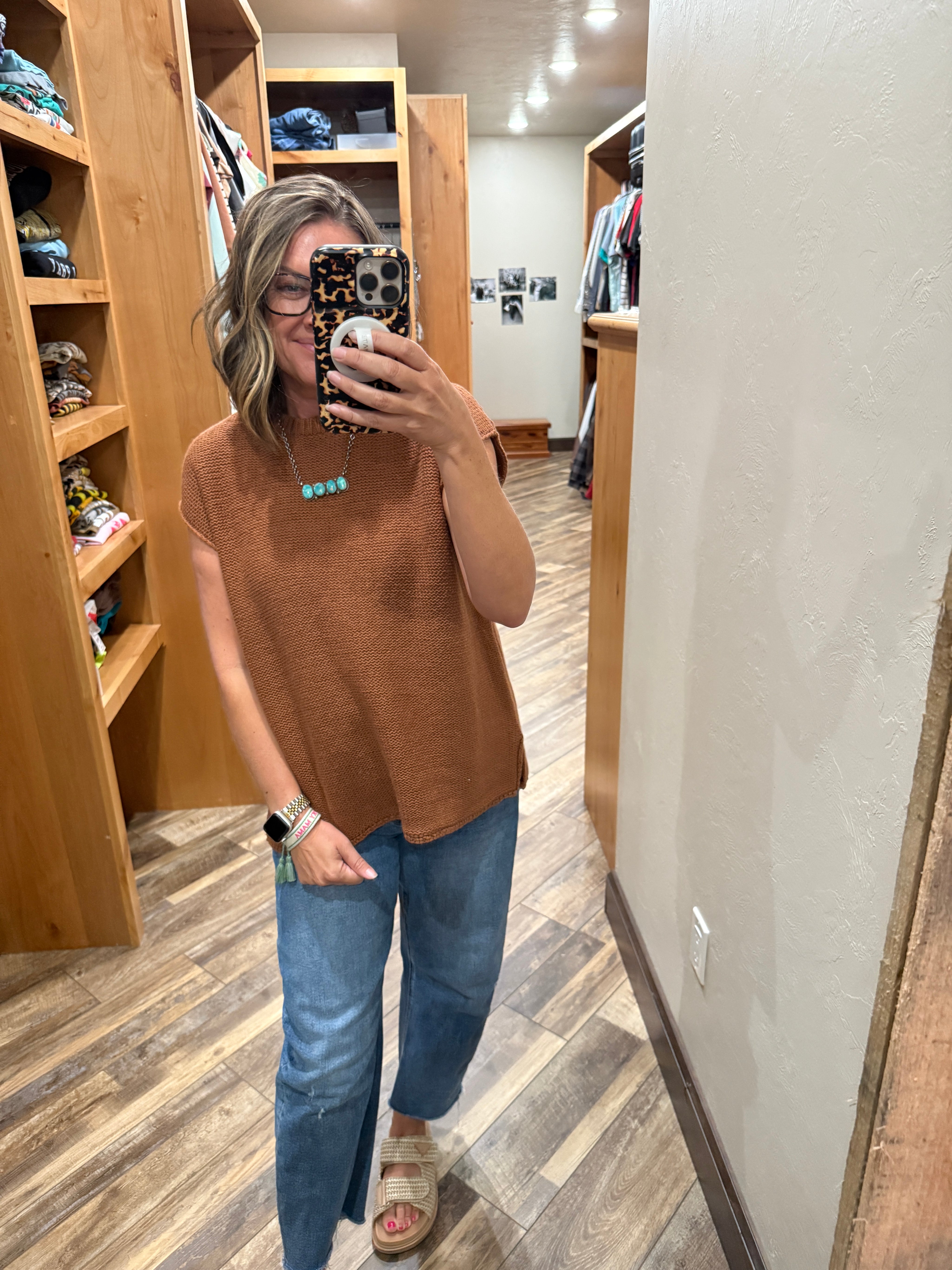 Classic Side-Slit Sleeveless Sweater