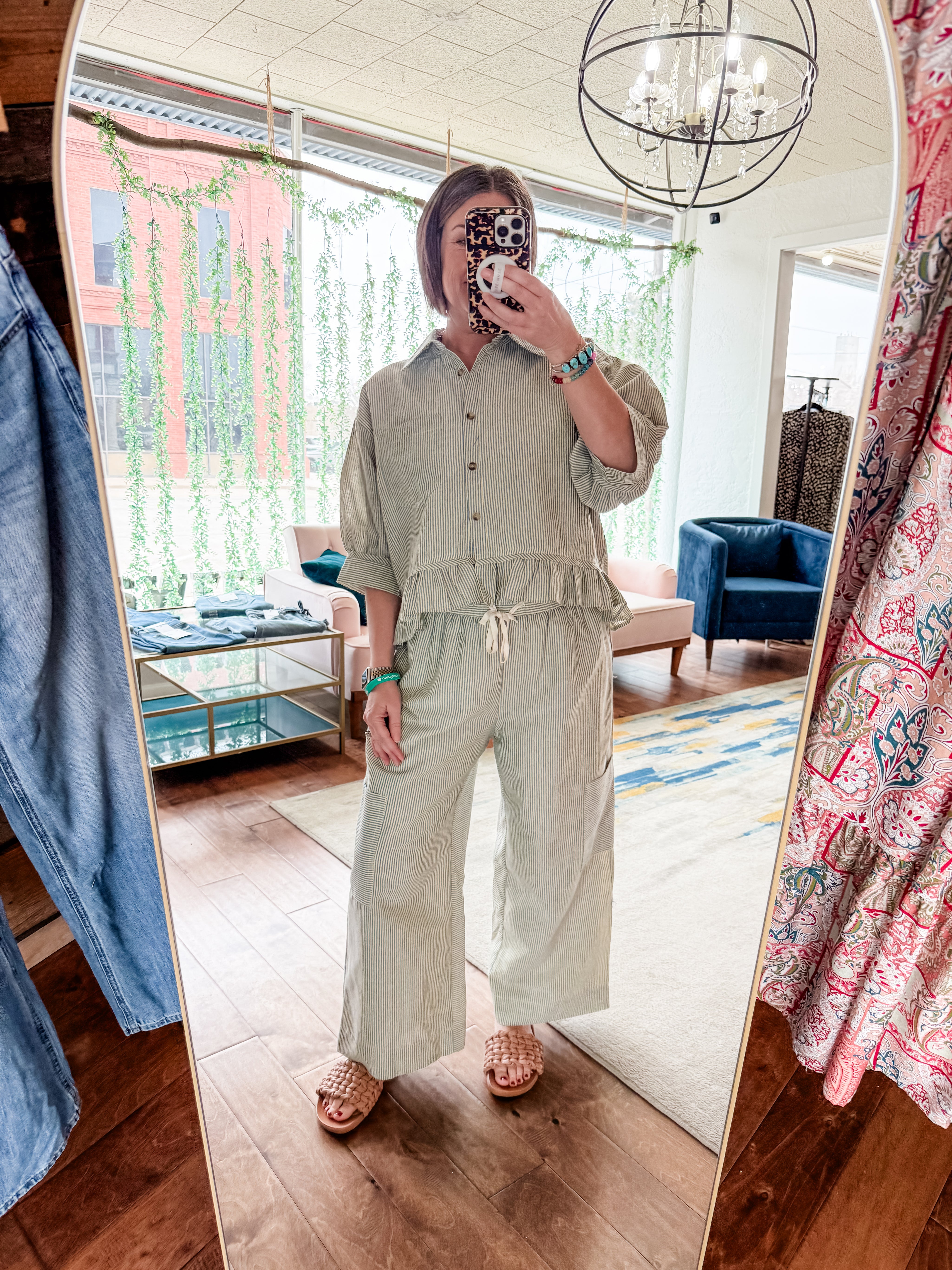 Blue/Yellow Ankle Pants