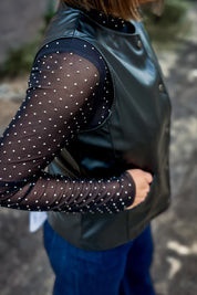 Embellished Mesh Top